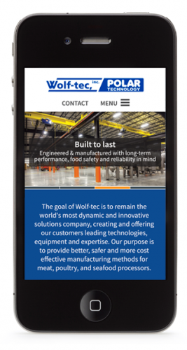 iPhone mockup with Wolftec website