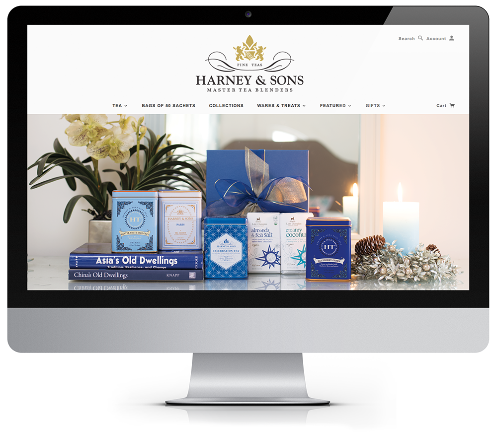 Harney & Sons holiday 2016 home page iMac mockup