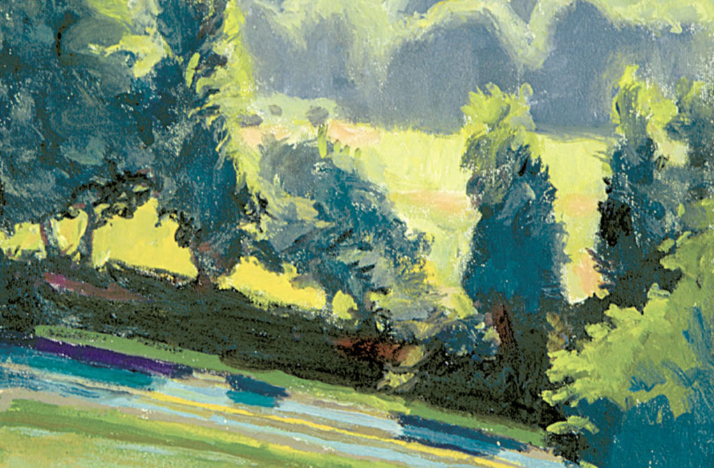 Painting of trees in a field