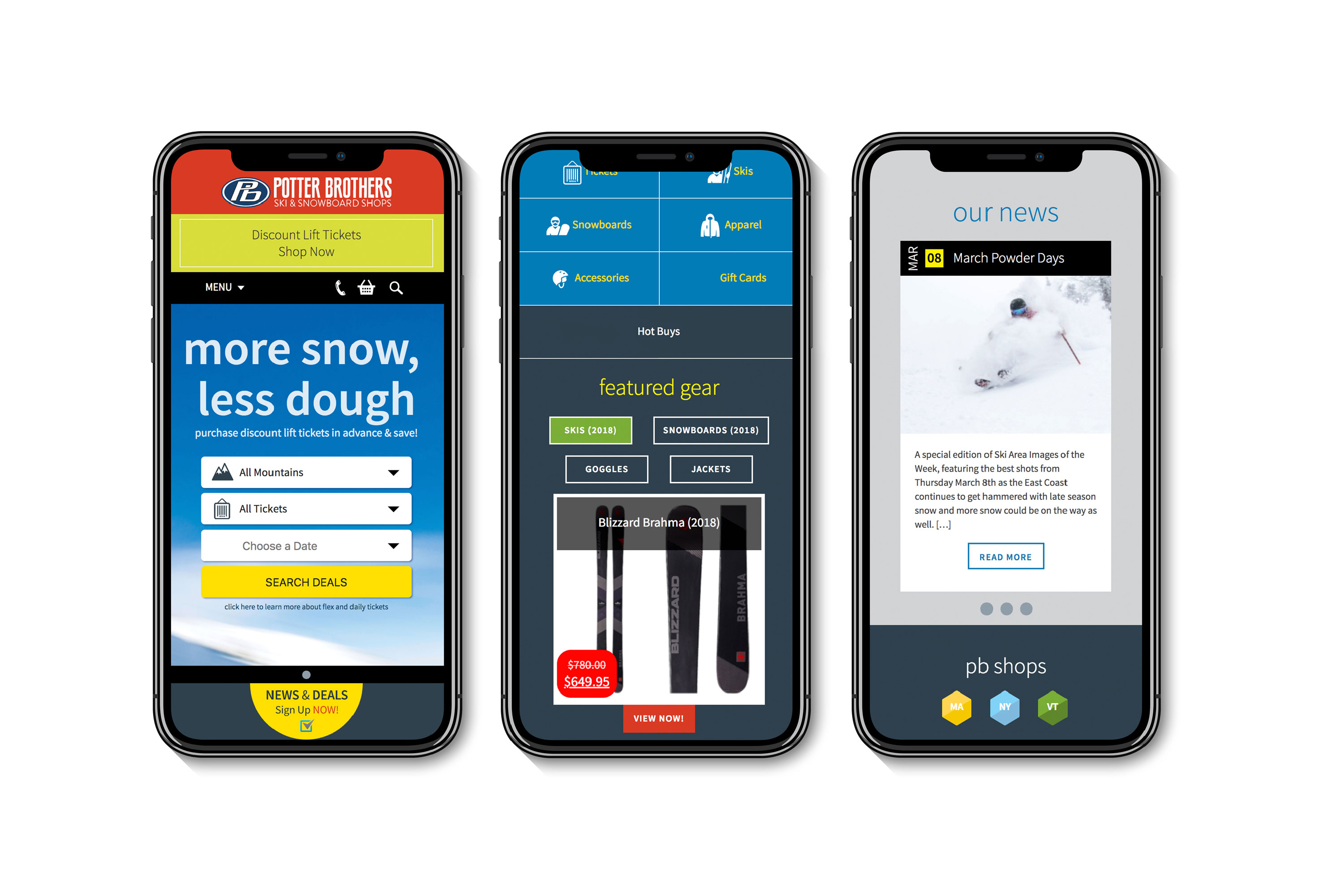 iPhone mockup of Potter Brothers mobile-friendly website