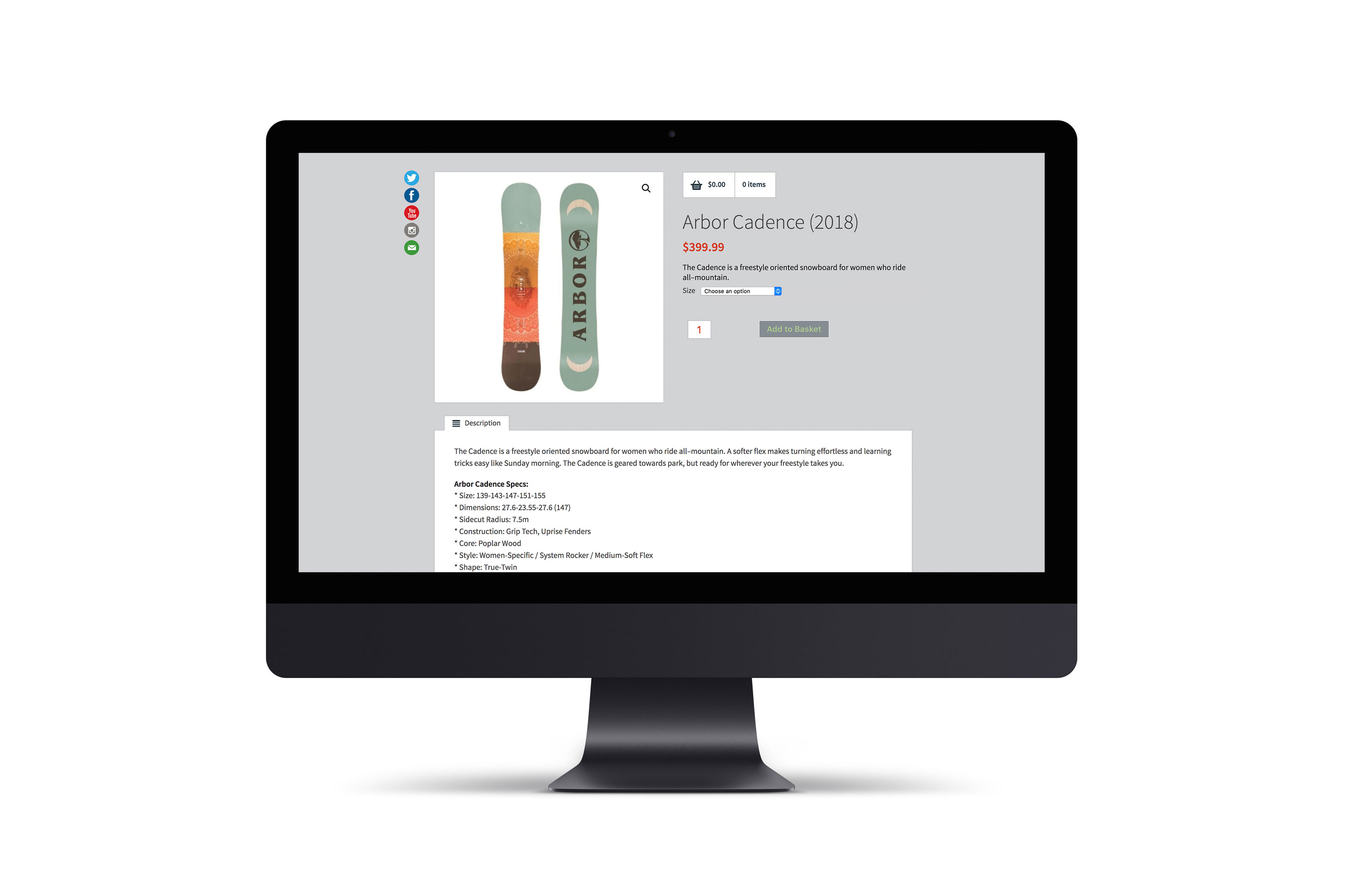 iMac mockup of Potter Brothers shop section of website