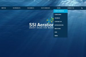 navigation on ssi aeration homepage shows targeted messaging