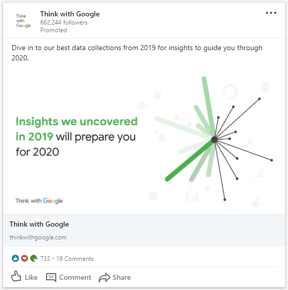 Image of a promoted post from Google on LinkedIn