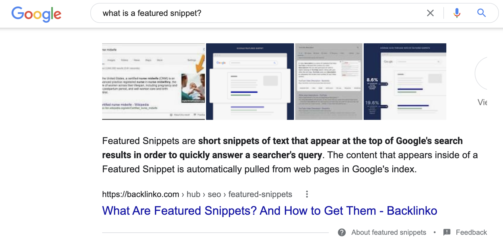 example of a google featured snippet